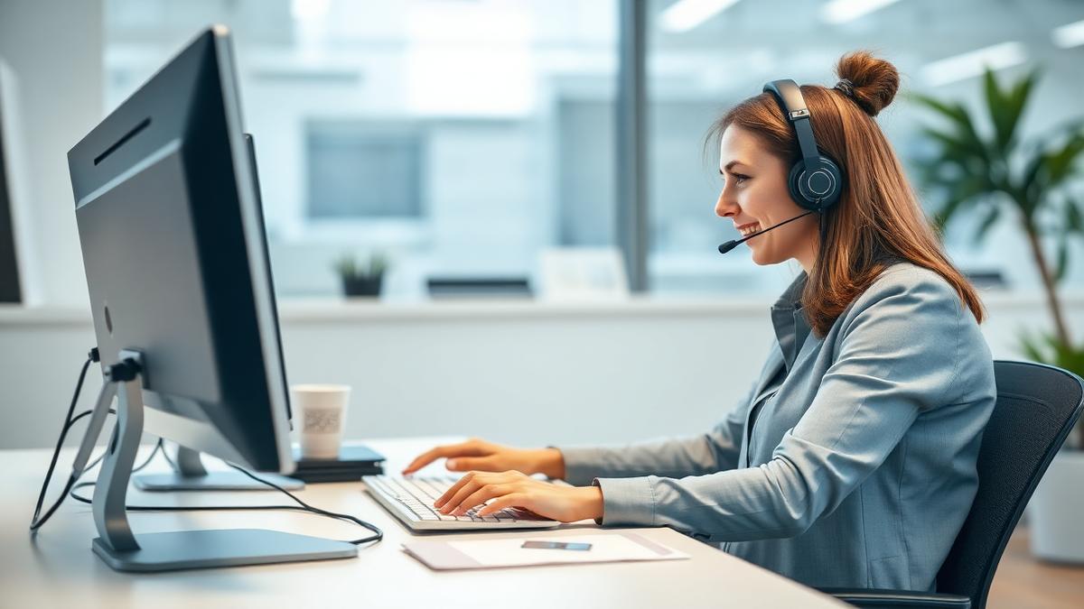 Australian small business team member responding to customer enquiries at a computer